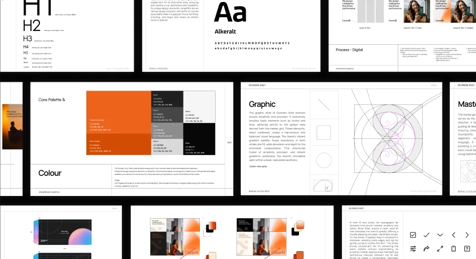 Guidelines pages: typography, colour, graphics