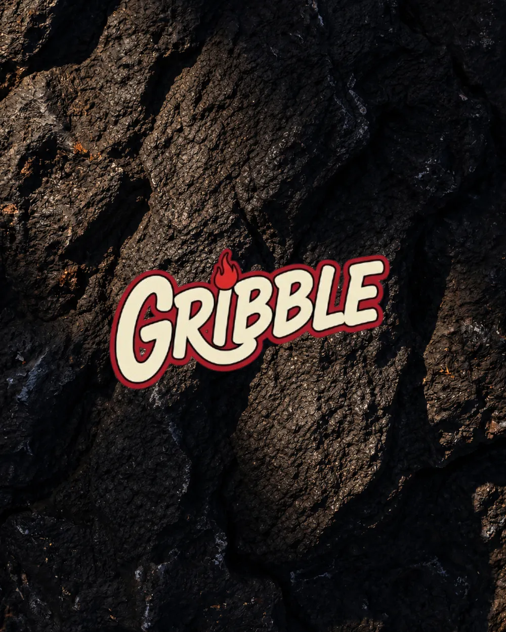 Gribble wordmark on volcanic rock