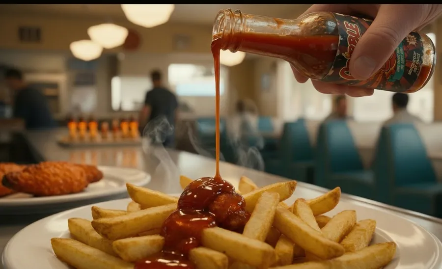 Gribble sauce poured over fries