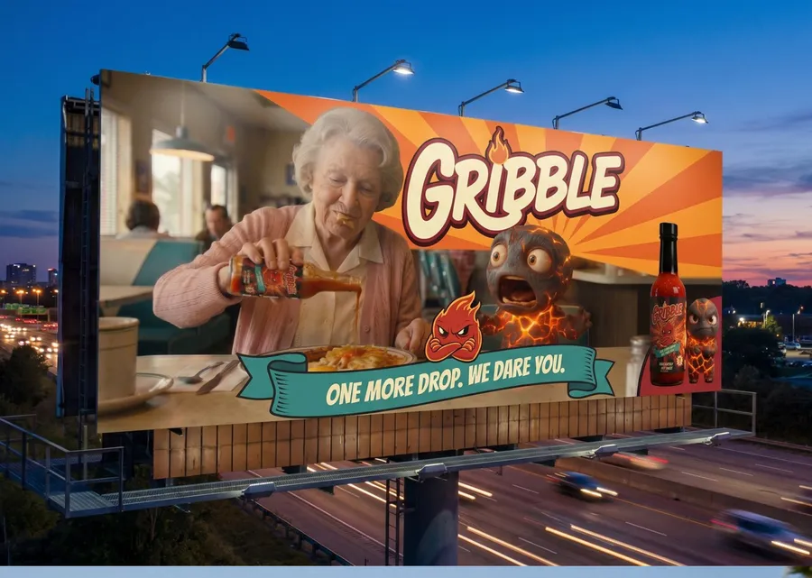 Gribble billboard with sunburst