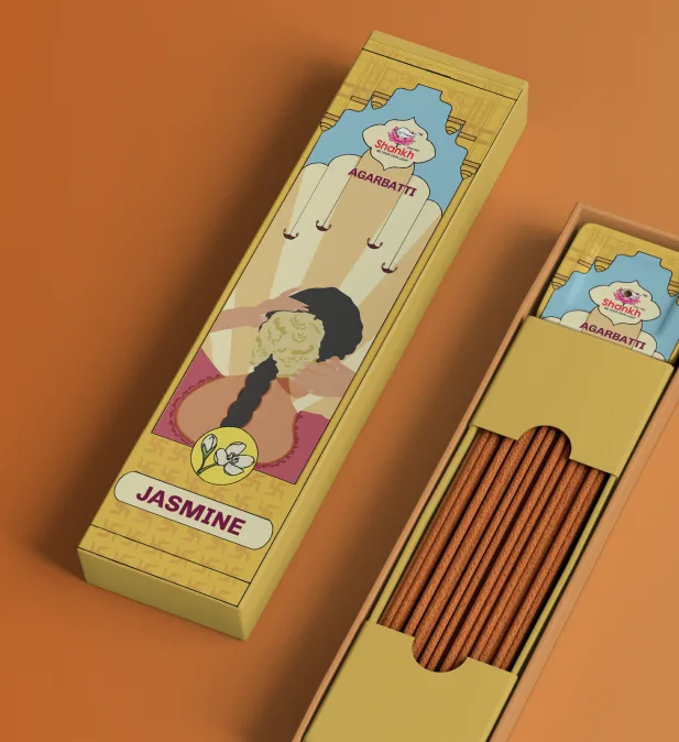 Jasmine agarbatti illustrated box